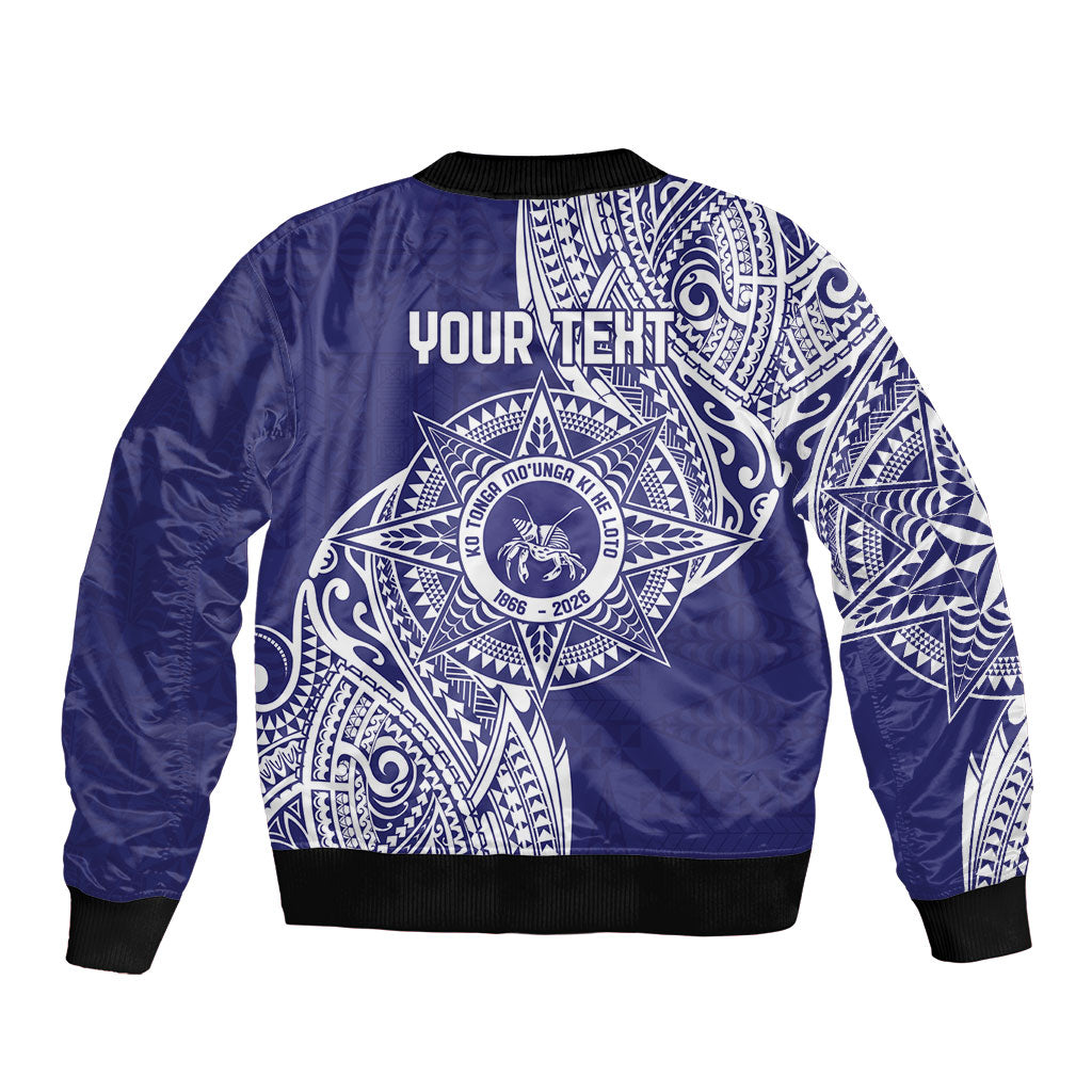 Personalised Tonga Tupou College Tolo 160th Anniversary Sleeve Zip Bomber Jacket Special Kupesi Pattern LT9 - Polynesian Pride