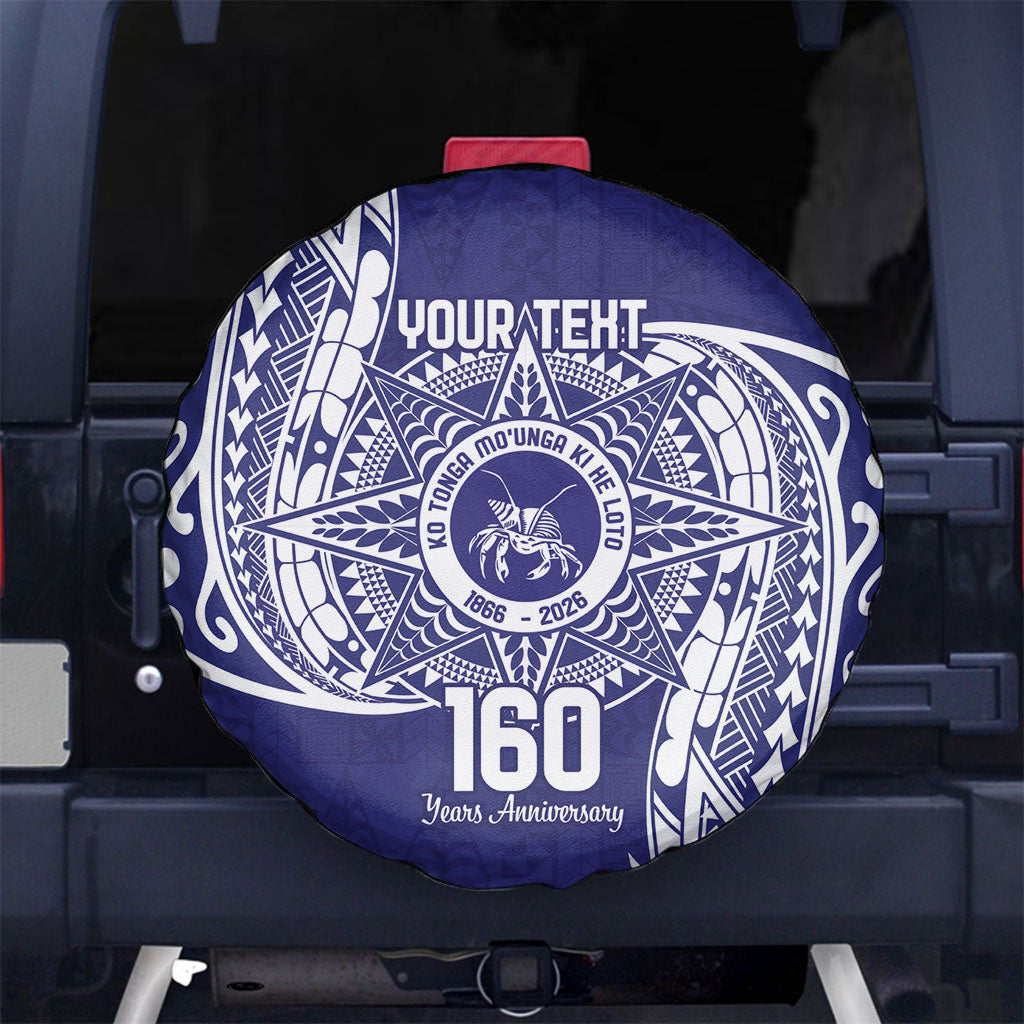 Personalised Tonga Tupou College Tolo 160th Anniversary Spare Tire Cover Special Kupesi Pattern LT9 No hole Blue - Polynesian Pride