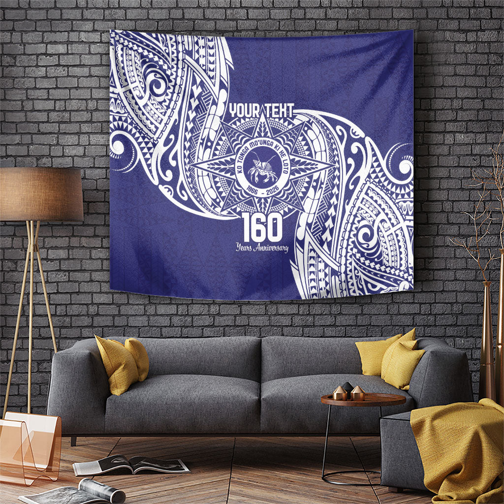 Personalised Tonga Tupou College Tolo 160th Anniversary Tapestry Special Kupesi Pattern LT9 Blue - Polynesian Pride
