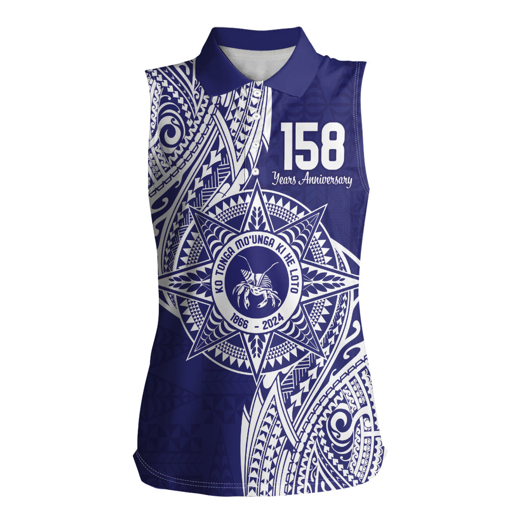 Personalised Tonga Tupou College Tolo 158th Anniversary Women Sleeveless Polo Shirt Special Kupesi Pattern