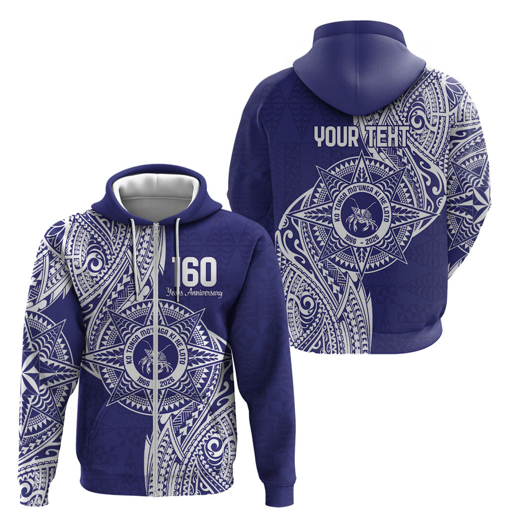 Personalised Tonga Tupou College Tolo 160th Anniversary Zip Hoodie Special Kupesi Pattern LT9 - Polynesian Pride