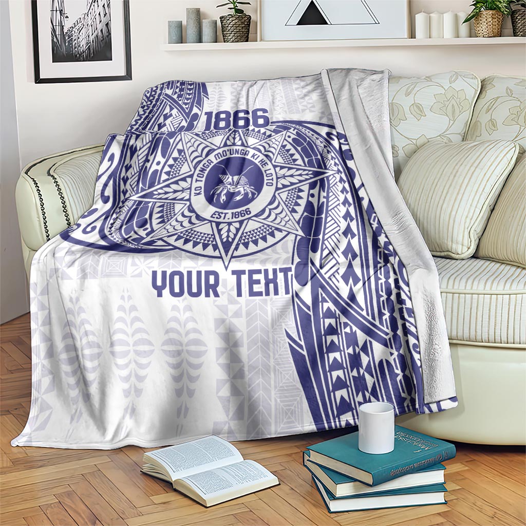 Personalised Tonga Tupou College Tolo Blanket Since 1866 Special Kupesi Pattern LT9 White - Polynesian Pride