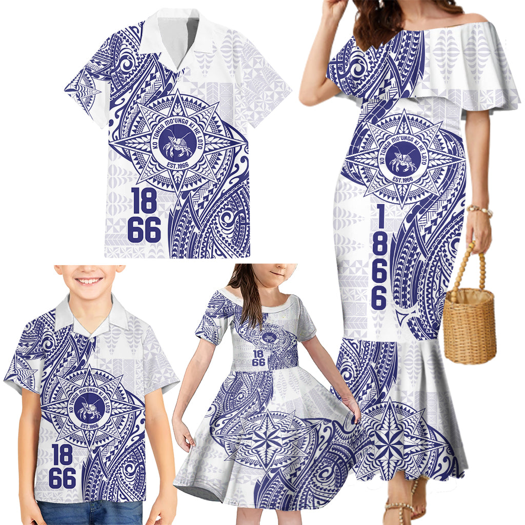 Personalised Tonga Tupou College Tolo Family Matching Mermaid Dress and Hawaiian Shirt Since 1866 Special Kupesi Pattern