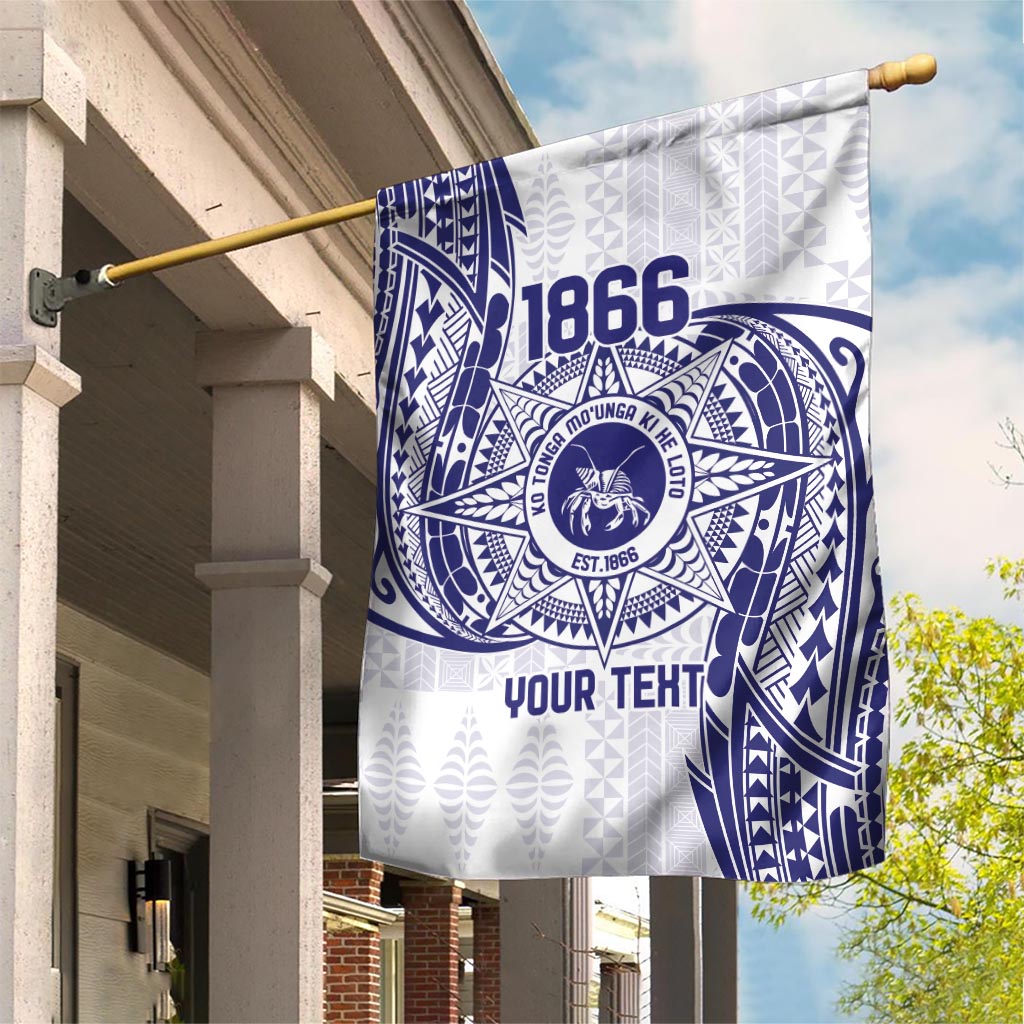 Personalised Tonga Tupou College Tolo Garden Flag Since 1866 Special Kupesi Pattern LT9 House Flag White - Polynesian Pride