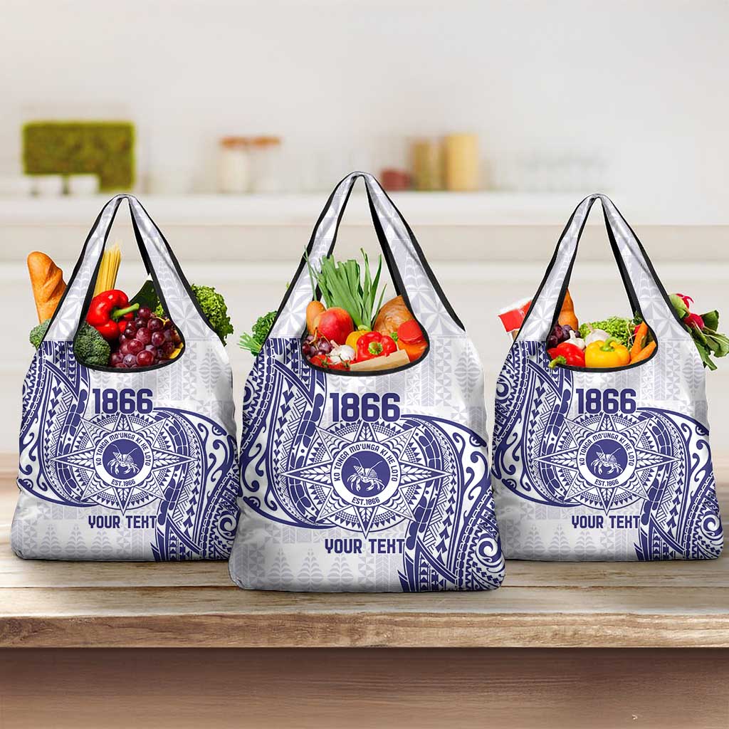 Personalised Tonga Tupou College Tolo Grocery Bag Since 1866 Special Kupesi Pattern LT9 3-pack One Size White - Polynesian Pride