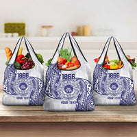 Personalised Tonga Tupou College Tolo Grocery Bag Since 1866 Special Kupesi Pattern LT9 3-pack One Size White - Polynesian Pride