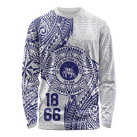 Personalised Tonga Tupou College Tolo Long Sleeve Shirt Since 1866 Special Kupesi Pattern LT9 Unisex White - Polynesian Pride