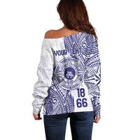 Personalised Tonga Tupou College Tolo Off Shoulder Sweater Since 1866 Special Kupesi Pattern LT9 - Polynesian Pride