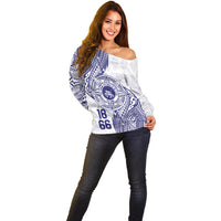 Personalised Tonga Tupou College Tolo Off Shoulder Sweater Since 1866 Special Kupesi Pattern LT9 - Polynesian Pride