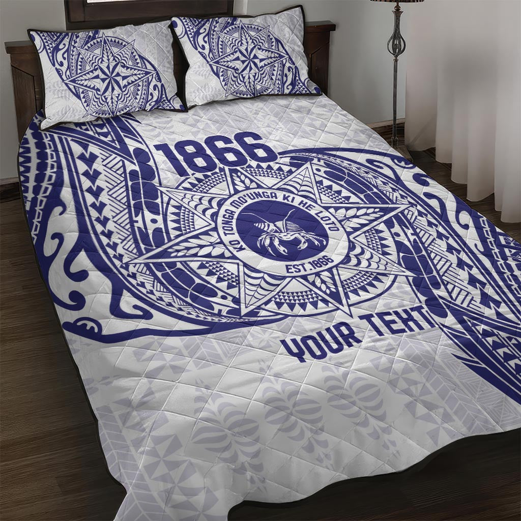 Personalised Tonga Tupou College Tolo Quilt Bed Set Since 1866 Special Kupesi Pattern LT9 White - Polynesian Pride