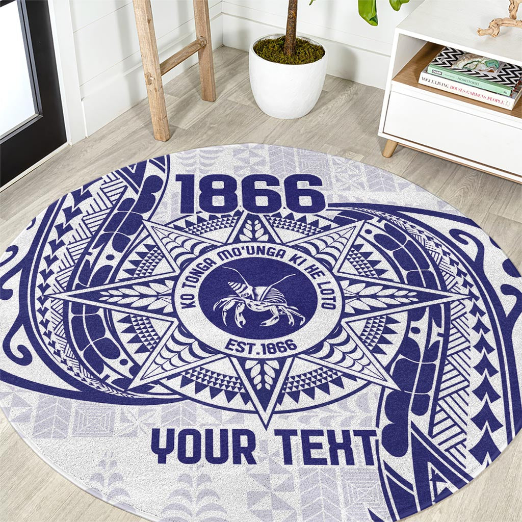 Personalised Tonga Tupou College Tolo Round Carpet Since 1866 Special Kupesi Pattern LT9 White - Polynesian Pride