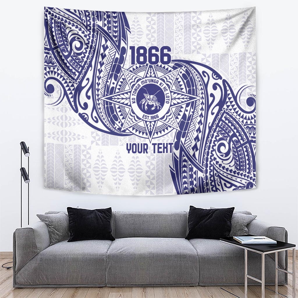 Personalised Tonga Tupou College Tolo Tapestry Since 1866 Special Kupesi Pattern LT9 White - Polynesian Pride