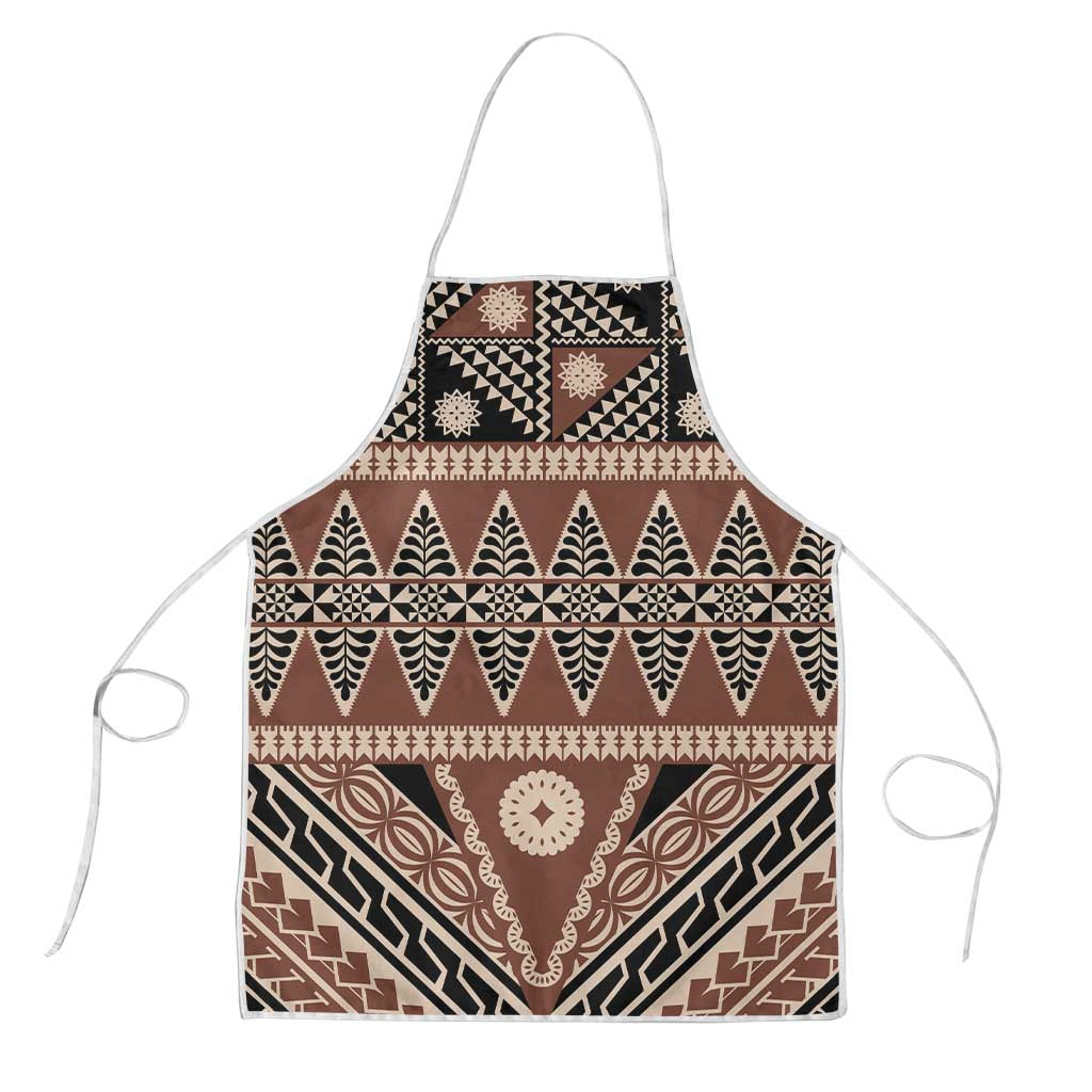 Vintage Bula Fiji Apron Brown Tapa Masi Motif LT9 Brown - Polynesian Pride