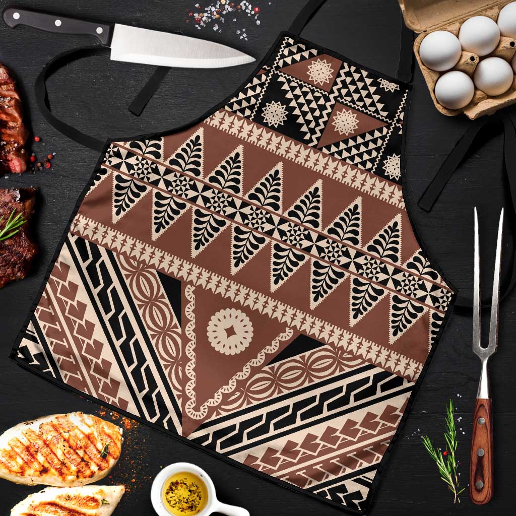 Vintage Bula Fiji Apron Brown Tapa Masi Motif LT9 Brown - Polynesian Pride