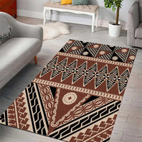 Vintage Bula Fiji Area Rug Brown Tapa Masi Motif LT9 - Polynesian Pride