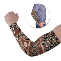 Vintage Bula Fiji Arm Sleeves Brown Tapa Masi Motif LT9 Set of 2 Brown - Polynesian Pride