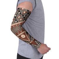 Vintage Bula Fiji Arm Sleeves Brown Tapa Masi Motif LT9 - Polynesian Pride