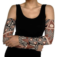 Vintage Bula Fiji Arm Sleeves Brown Tapa Masi Motif LT9 - Polynesian Pride