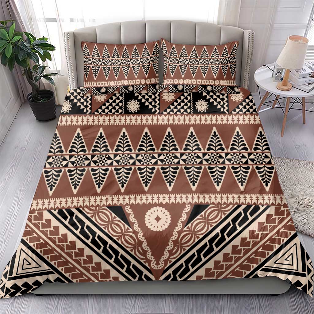 Vintage Bula Fiji Bedding Set Brown Tapa Masi Motif LT9 - Polynesian Pride