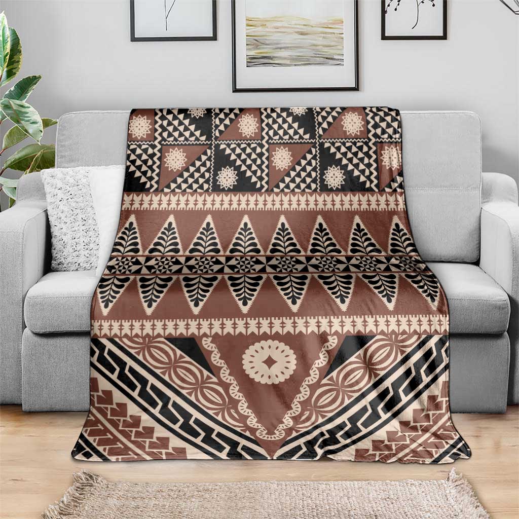 Vintage Bula Fiji Blanket Brown Tapa Masi Motif LT9 - Polynesian Pride