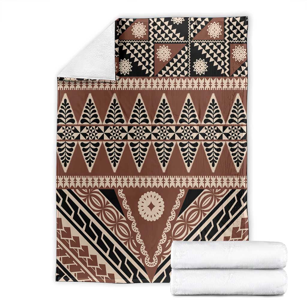 Vintage Bula Fiji Blanket Brown Tapa Masi Motif LT9 - Polynesian Pride