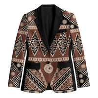 Vintage Bula Fiji Blazer Brown Tapa Masi Motif LT9 Unisex Brown - Polynesian Pride