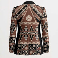 Vintage Bula Fiji Blazer Brown Tapa Masi Motif LT9 - Polynesian Pride