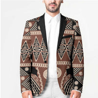 Vintage Bula Fiji Blazer Brown Tapa Masi Motif LT9 - Polynesian Pride