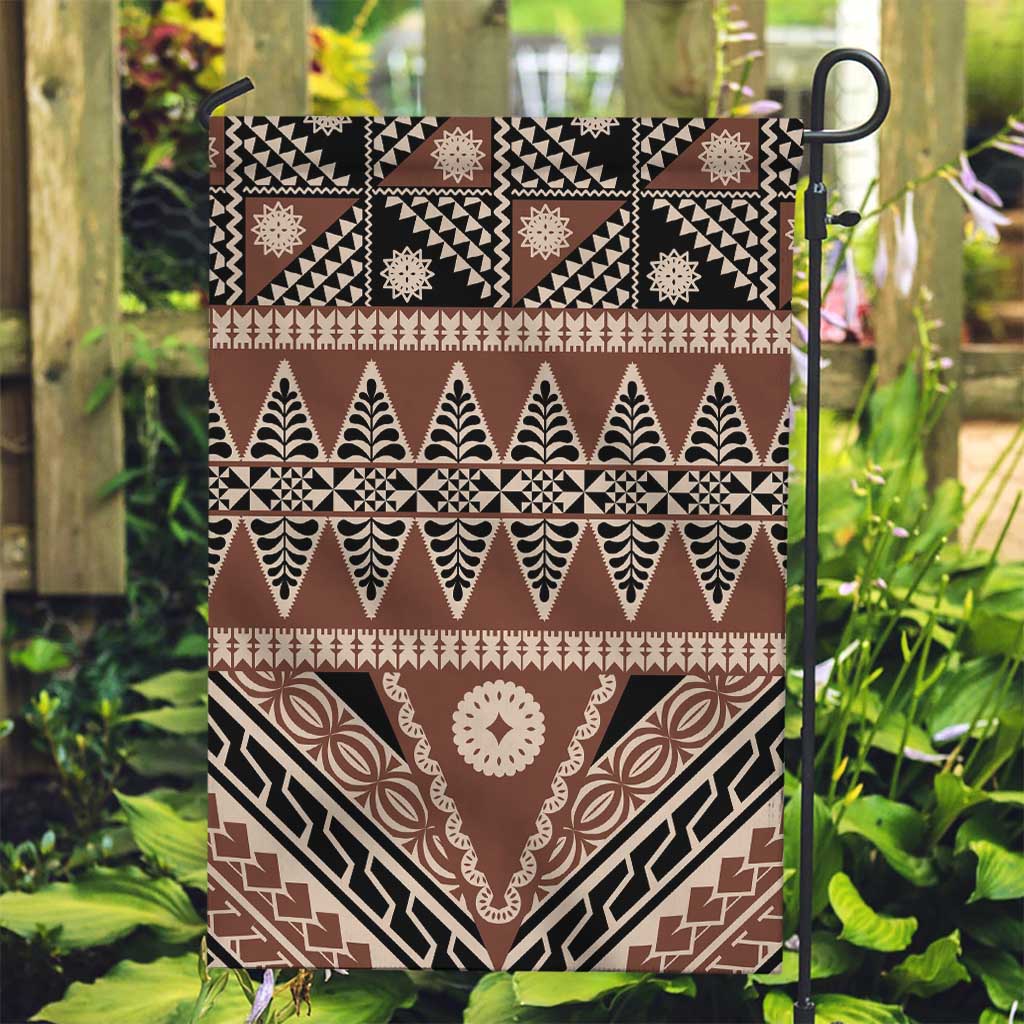 Vintage Bula Fiji Garden Flag Brown Tapa Masi Motif LT9 Garden Flag Brown - Polynesian Pride
