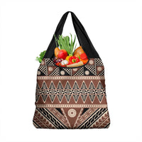 Vintage Bula Fiji Grocery Bag Brown Tapa Masi Motif LT9 1-pack One Size Brown - Polynesian Pride