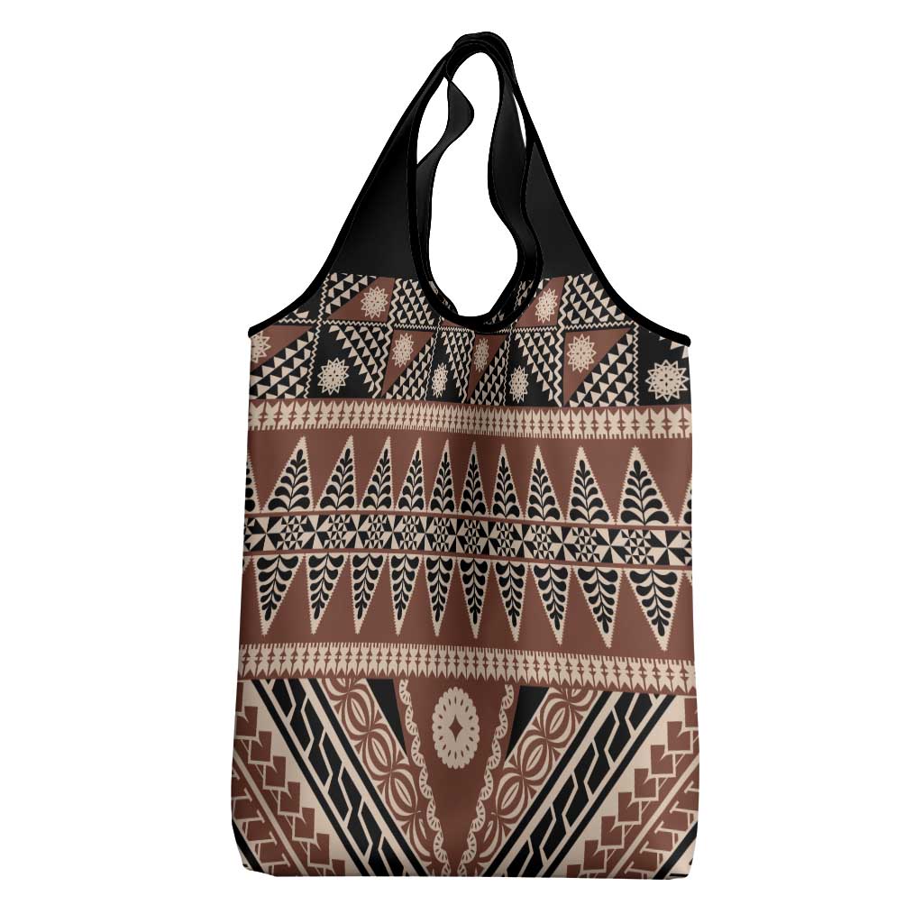 Vintage Bula Fiji Grocery Bag Brown Tapa Masi Motif LT9 - Polynesian Pride