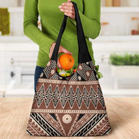 Vintage Bula Fiji Grocery Bag Brown Tapa Masi Motif LT9 - Polynesian Pride