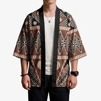 Vintage Bula Fiji Kimono Brown Tapa Masi Motif LT9 - Polynesian Pride