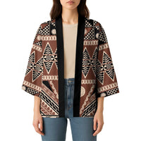 Vintage Bula Fiji Kimono Brown Tapa Masi Motif LT9 - Polynesian Pride