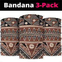 Vintage Bula Fiji Neck Gaiter Brown Tapa Masi Motif LT9 package One Size: 25*50cm Brown - Polynesian Pride