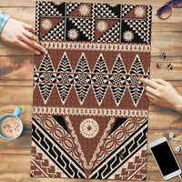 Vintage Bula Fiji Puzzle Brown Tapa Masi Motif LT9 Brown - Polynesian Pride