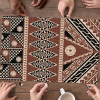 Vintage Bula Fiji Puzzle Brown Tapa Masi Motif LT9 - Polynesian Pride