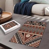 Vintage Bula Fiji Puzzle Brown Tapa Masi Motif LT9 - Polynesian Pride