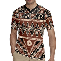 Vintage Bula Fiji Rugby Jersey Brown Tapa Masi Motif LT9 - Polynesian Pride
