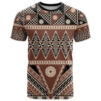 Vintage Bula Fiji T Shirt Brown Tapa Masi Motif LT9 Brown - Polynesian Pride