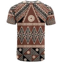Vintage Bula Fiji T Shirt Brown Tapa Masi Motif LT9 - Polynesian Pride