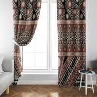 Vintage Bula Fiji Window Curtain Brown Tapa Masi Motif LT9 - Polynesian Pride