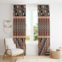 Vintage Bula Fiji Window Curtain Brown Tapa Masi Motif LT9 - Polynesian Pride