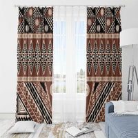 Vintage Bula Fiji Window Curtain Brown Tapa Masi Motif LT9 - Polynesian Pride