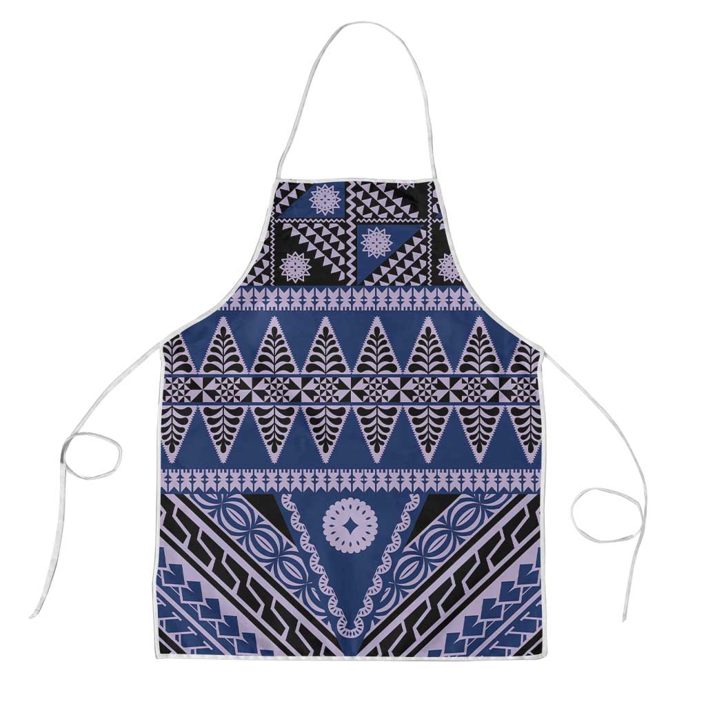 Vintage Bula Fiji Apron Prussian Blue Tapa Masi Motif LT9 Blue - Polynesian Pride