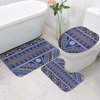 Vintage Bula Fiji Bathroom Set Prussian Blue Tapa Masi Motif LT9 - Polynesian Pride