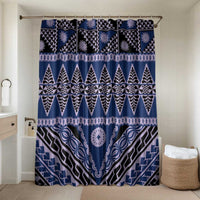 Vintage Bula Fiji Bathroom Set Prussian Blue Tapa Masi Motif LT9 Shower Curtain Only Blue - Polynesian Pride