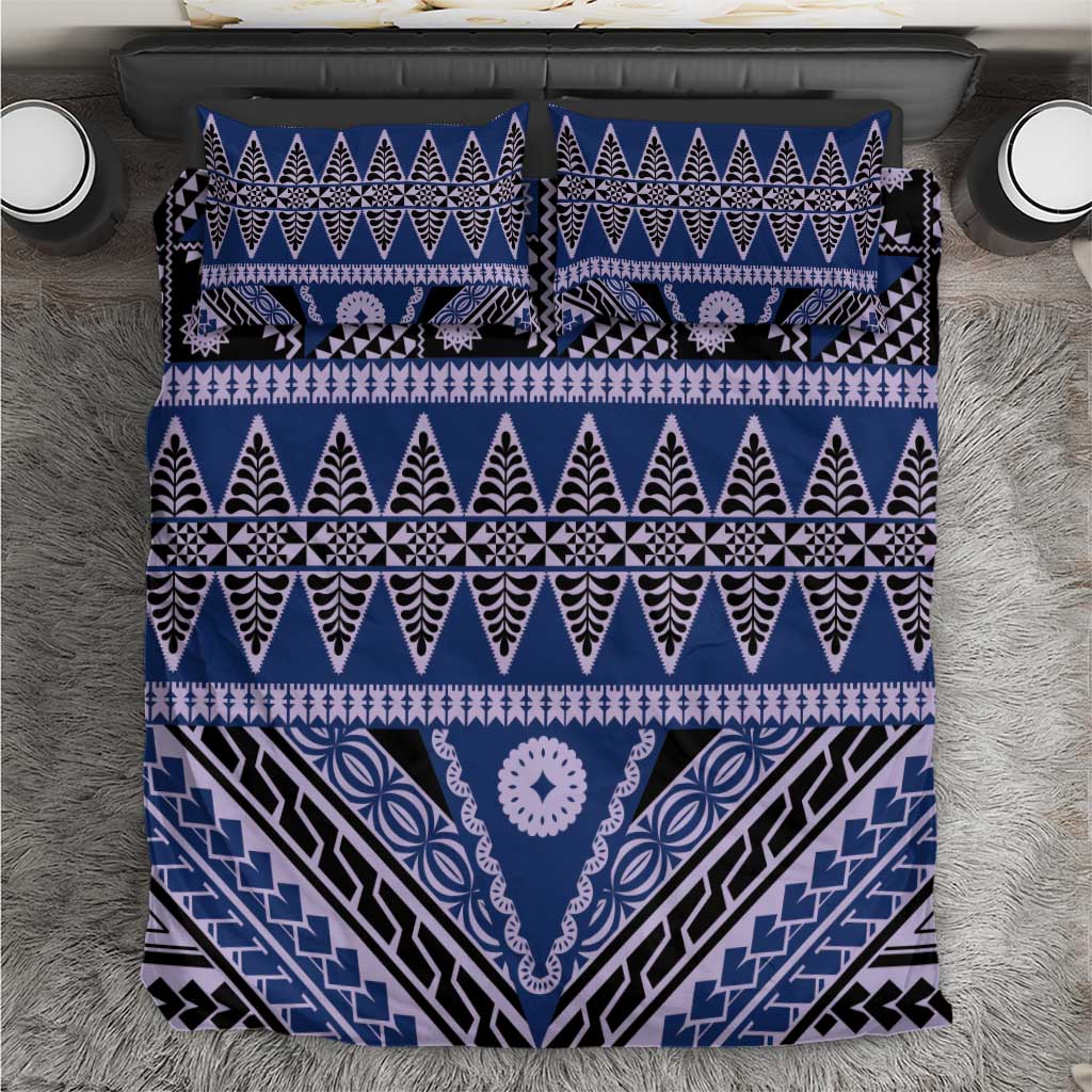 Vintage Bula Fiji Bedding Set Prussian Blue Tapa Masi Motif LT9 Blue - Polynesian Pride