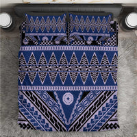 Vintage Bula Fiji Bedding Set Prussian Blue Tapa Masi Motif LT9 Blue - Polynesian Pride