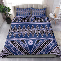 Vintage Bula Fiji Bedding Set Prussian Blue Tapa Masi Motif LT9 - Polynesian Pride